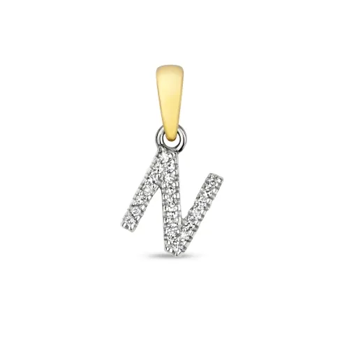 N Diamond Initial Pendent 0.02ct 0.50g - 9ct Yellow Gold 
